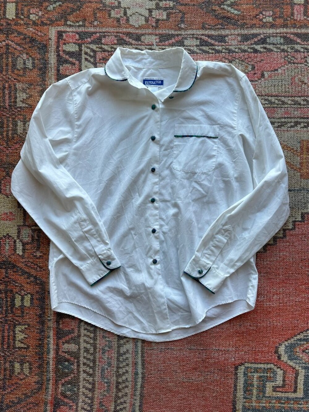 Vintage Pendleton Button Down Shirt – Tartan Plaid Piping Accent
